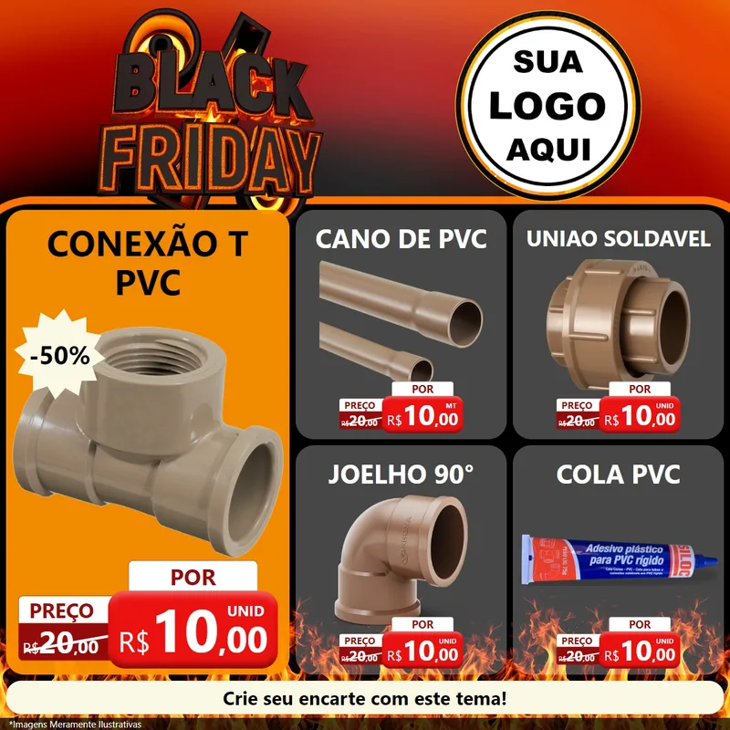 Modelo de Rede Social para Feed Facebook com o tema Black Friday para Tubos e conexões