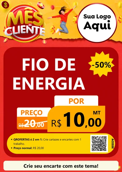 Modelo de Cartaz para Cartaz A4 Vertical com o tema Mês do Cliente para Materiais Elétricos