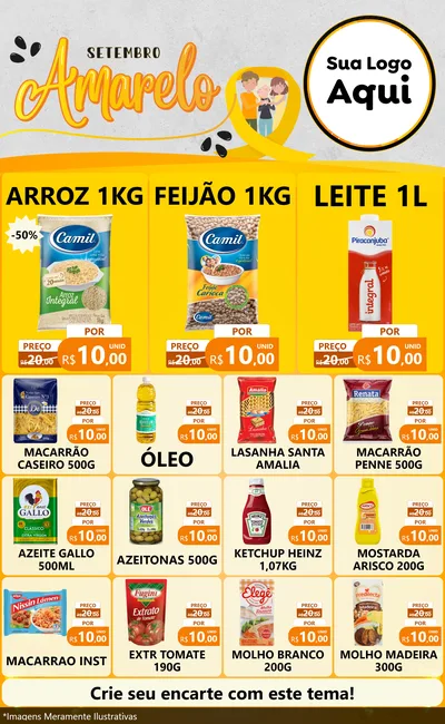 Modelo de Encarte para Encarte Grande com o tema Setembro Amarelo para Supermercado