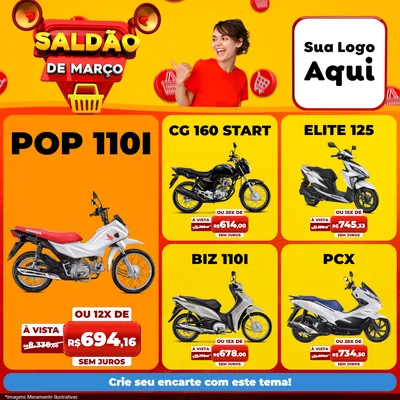 Modelo de Rede Social para Feed Facebook com o tema Saldão de Março para Concessionaria de Motos