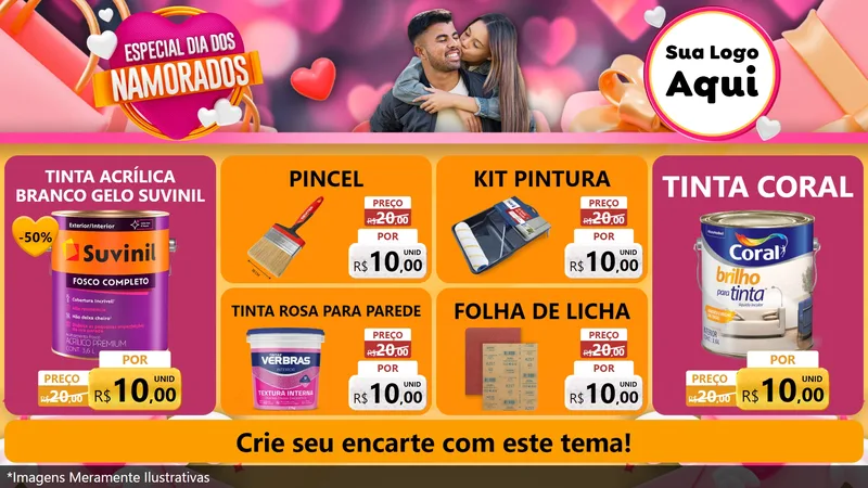 Modelo de TV para TV Horizontal com o tema Especial Dia dos Namorados para Tintas e Ferramentas