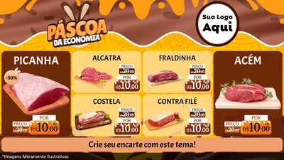 Modelo de TV para TV Horizontal com o tema Páscoa da Economia para Açougue