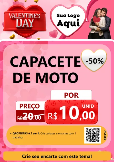Modelo de Cartaz para Cartaz A4 Vertical com o tema Valentine's Day para Moto peças