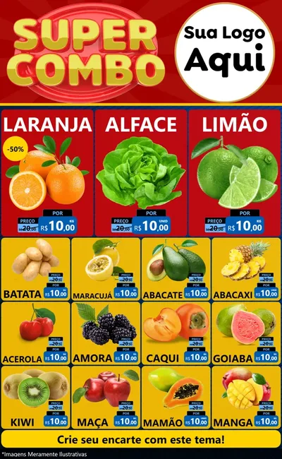 Modelo de Encarte para Encarte Grande com o tema Super Combo para Hortifrúti