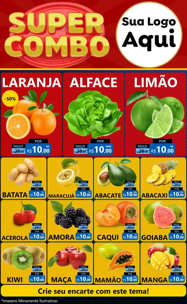 Modelo de Encarte para Encarte Grande com o tema Super Combo para Hortifrúti