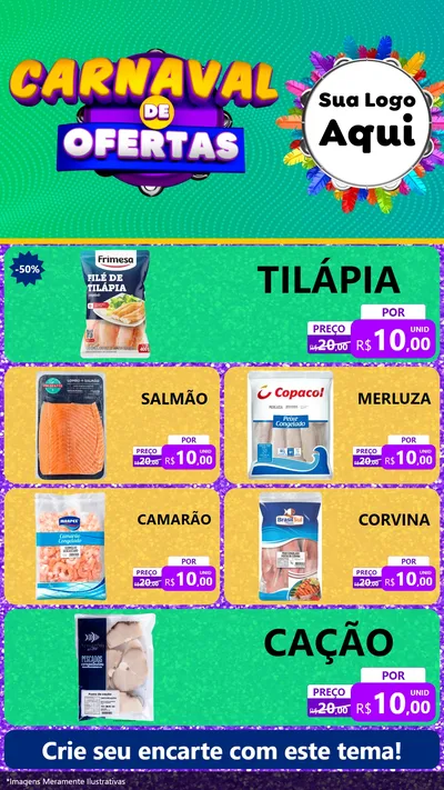 Modelo de TV para TV Vertical com o tema Carnaval de Ofertas para Peixaria