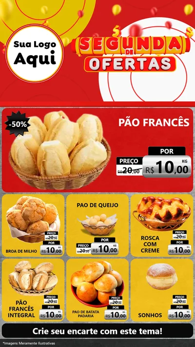 Modelo de Rede Social para Stories com o tema Segunda de Ofertas para Padaria
