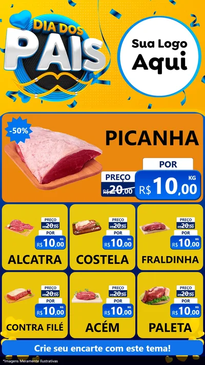 Modelo de Rede Social para Stories com o tema Dia dos Pais para Açougue