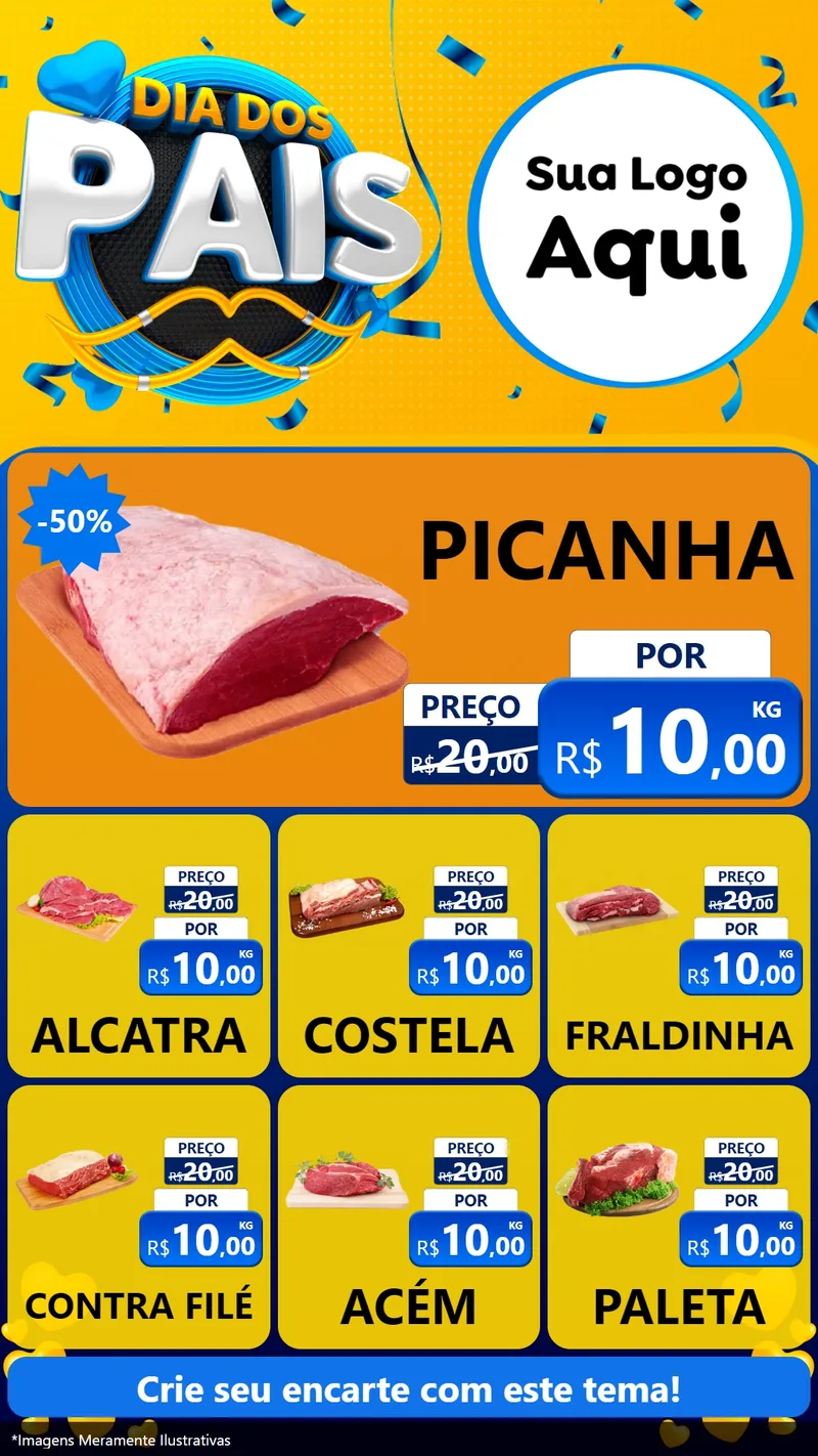 Modelo de Rede Social para Stories com o tema Dia dos Pais para Açougue