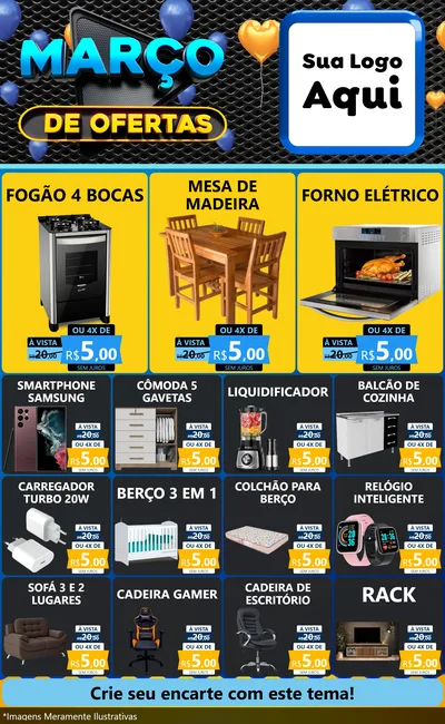 Modelo de Encarte para Encarte Grande com o tema Março de Ofertas para Móveis e Eletro