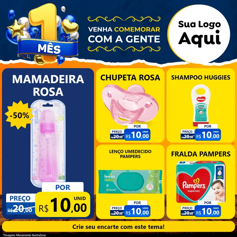 Modelo de Rede Social para Feed Facebook com o tema Um Mês de Aniversário para Bebês