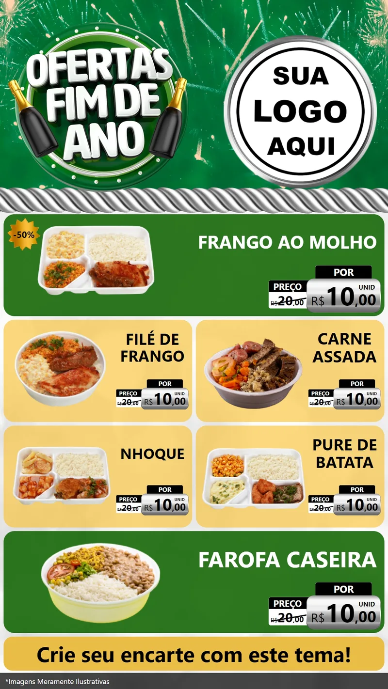 Modelo de TV para TV Vertical com o tema Ofertas Fim de Ano para Restaurante