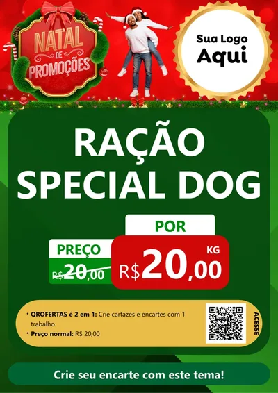 Modelo de Cartaz para Cartaz A4 Vertical com o tema Natal de Promoções para Pet Shop