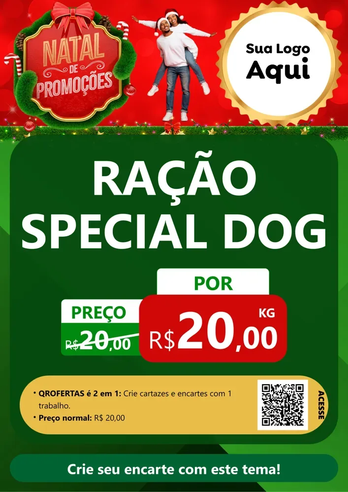 Modelo de Cartaz para Cartaz A4 Vertical com o tema Natal de Promoções para Pet Shop