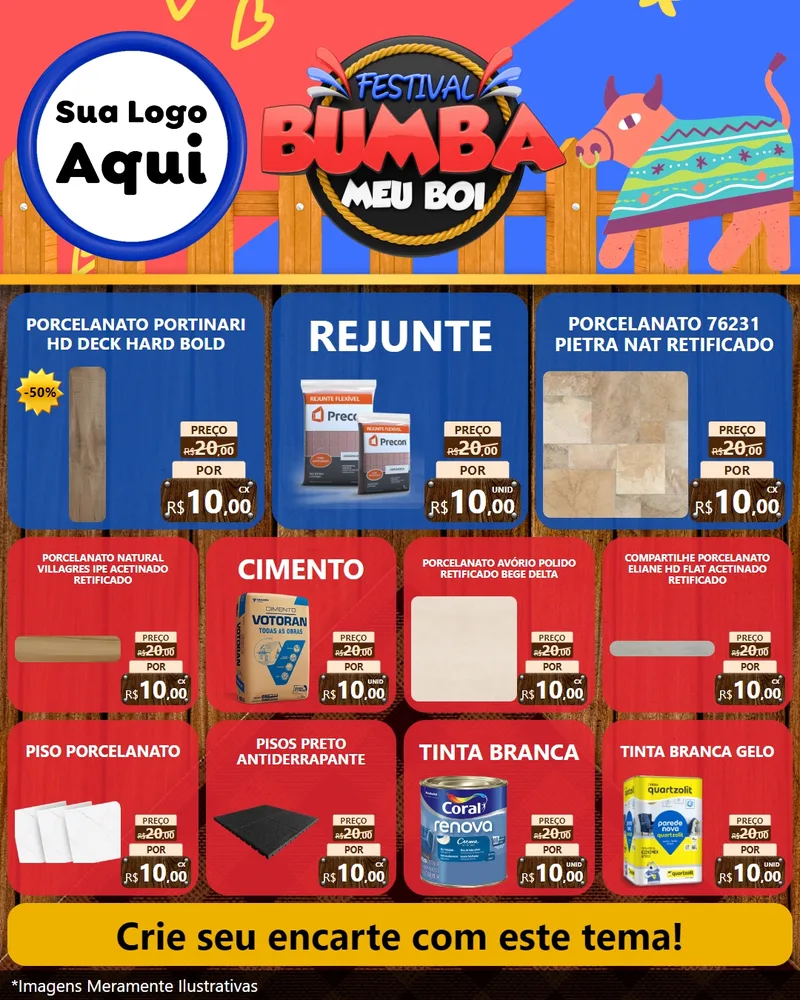 Modelo de Rede Social para Feed Instagram com o tema Festival Bumba Meu Boi para Pisos e revestimentos