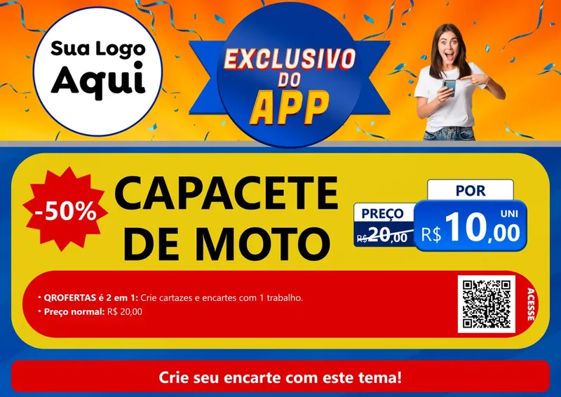 Modelo de Cartaz para Cartaz A4 Horizontal com o tema Exclusivo do Aplicativo para Moto peças