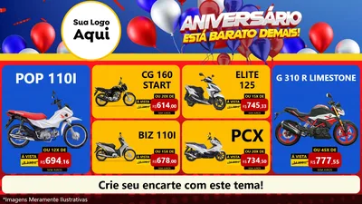 Modelo de TV para TV Horizontal com o tema Aniversário para Concessionaria de Motos