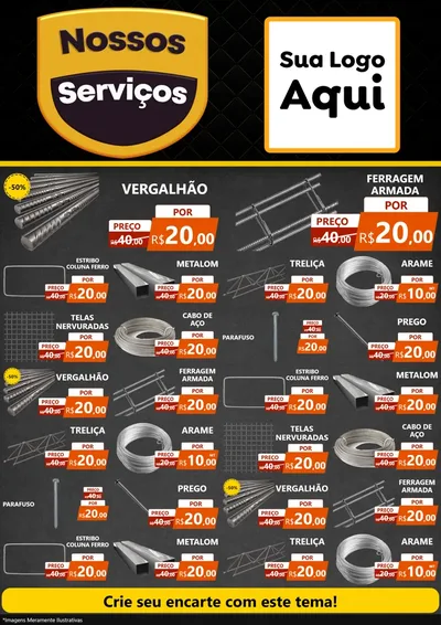 Modelo de Encarte para Encarte A4 Vertical com o tema Nossos Serviços para Ferragens