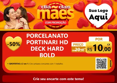 Modelo de Cartaz para Cartaz A4 Horizontal com o tema Dia das Mães com Promoção para Pisos e revestimentos