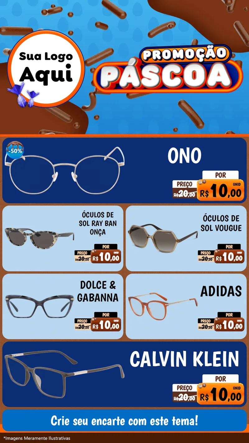 Modelo de TV para TV Vertical com o tema Promoção Páscoa para Óticas