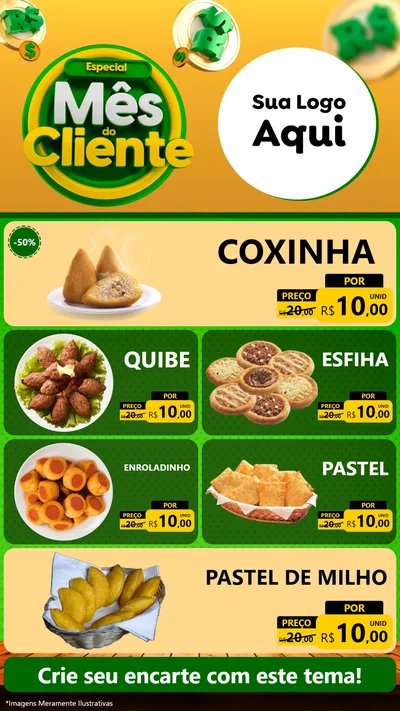 Modelo de TV para TV Vertical com o tema Especial Mês do Cliente para Salgadaria