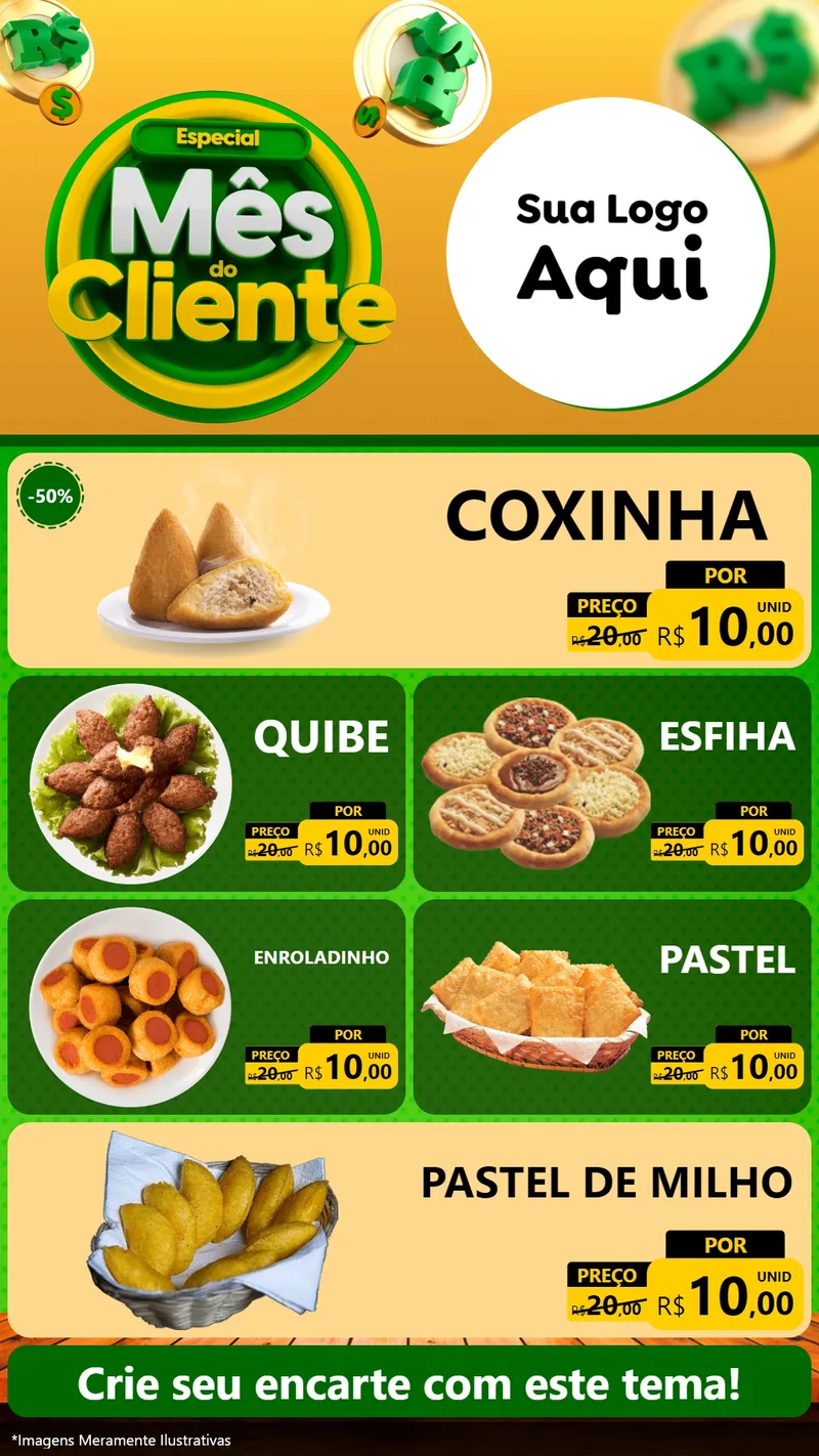 Modelo de TV para TV Vertical com o tema Especial Mês do Cliente para Salgadaria