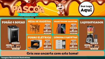 Modelo de TV para TV Horizontal com o tema Páscoa Fantástica para Móveis e Eletro