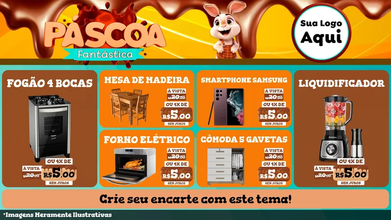 Modelo de TV para TV Horizontal com o tema Páscoa Fantástica para Móveis e Eletro