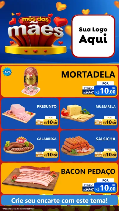 Modelo de TV para TV Vertical com o tema Mês das Mães para Frios e Laticínios