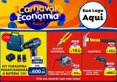 Modelo de Encarte para Encarte A4 Horizontal com o tema Carnaval da Economia para Maquinas e Ferramentas