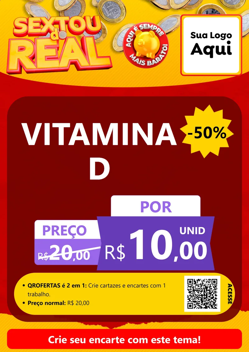 Modelo de Cartaz para Cartaz A4 Vertical com o tema Sextou do Real para Farmácia