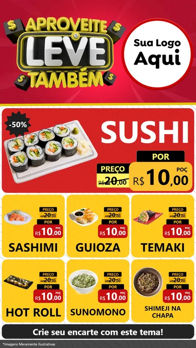 Modelo de Rede Social para Stories com o tema Aproveite e Leve Também para Comida japonesa