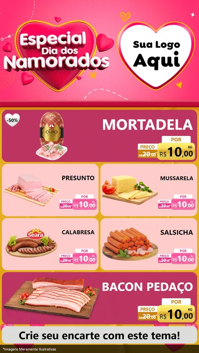 Modelo de TV para TV Vertical com o tema Especial Dia dos Namorados para Frios e Laticínios
