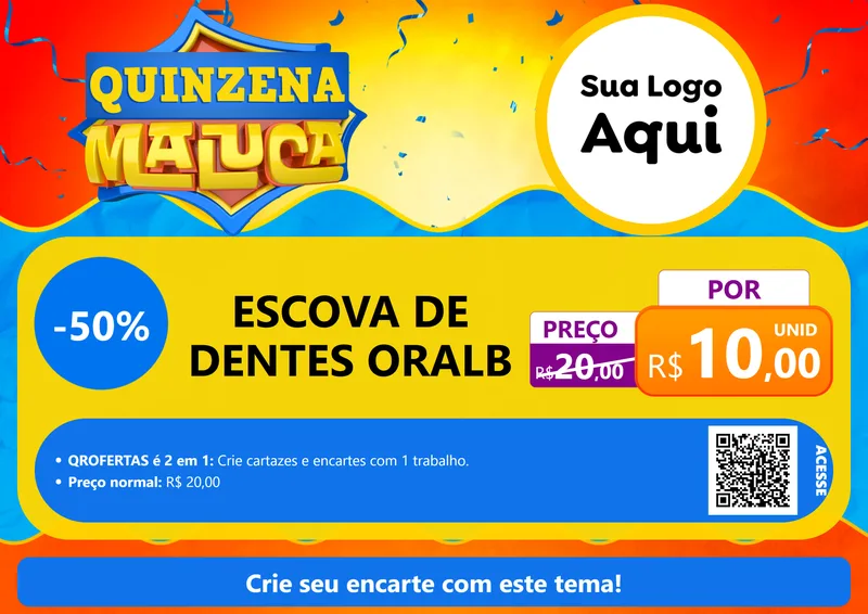 Modelo de Cartaz para Cartaz A4 Horizontal com o tema Quinzena Maluca para Higiene Pessoal