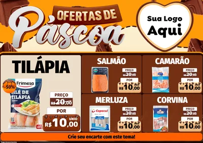 Modelo de Encarte para Encarte A4 Horizontal com o tema Ofertas de Páscoa para Peixaria