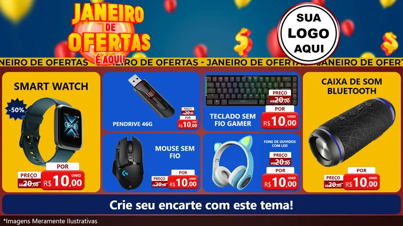 Modelo de TV para TV Horizontal com o tema Janeiro de Ofertas É Aqui! para Informática