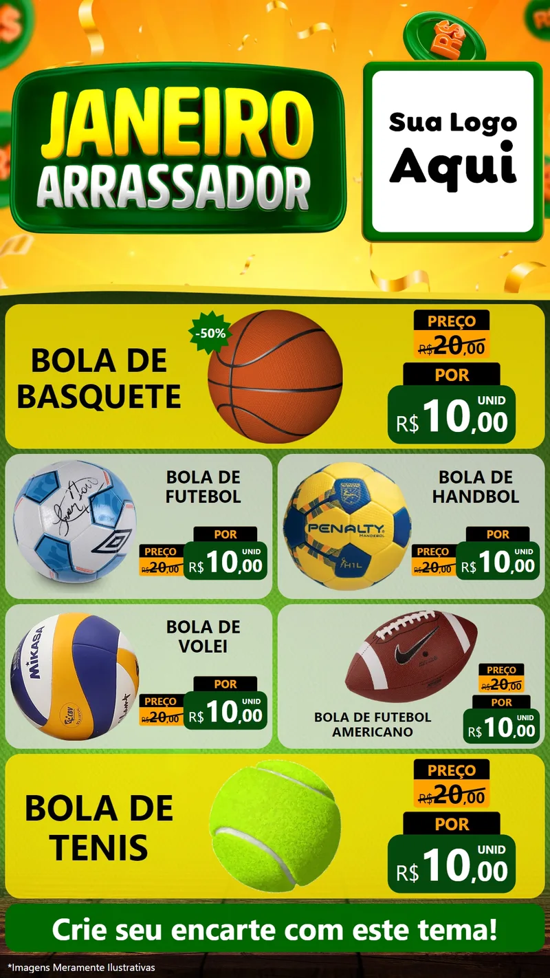 Modelo de TV para TV Vertical com o tema Janeiro Arrasador para Artigos Esportivos