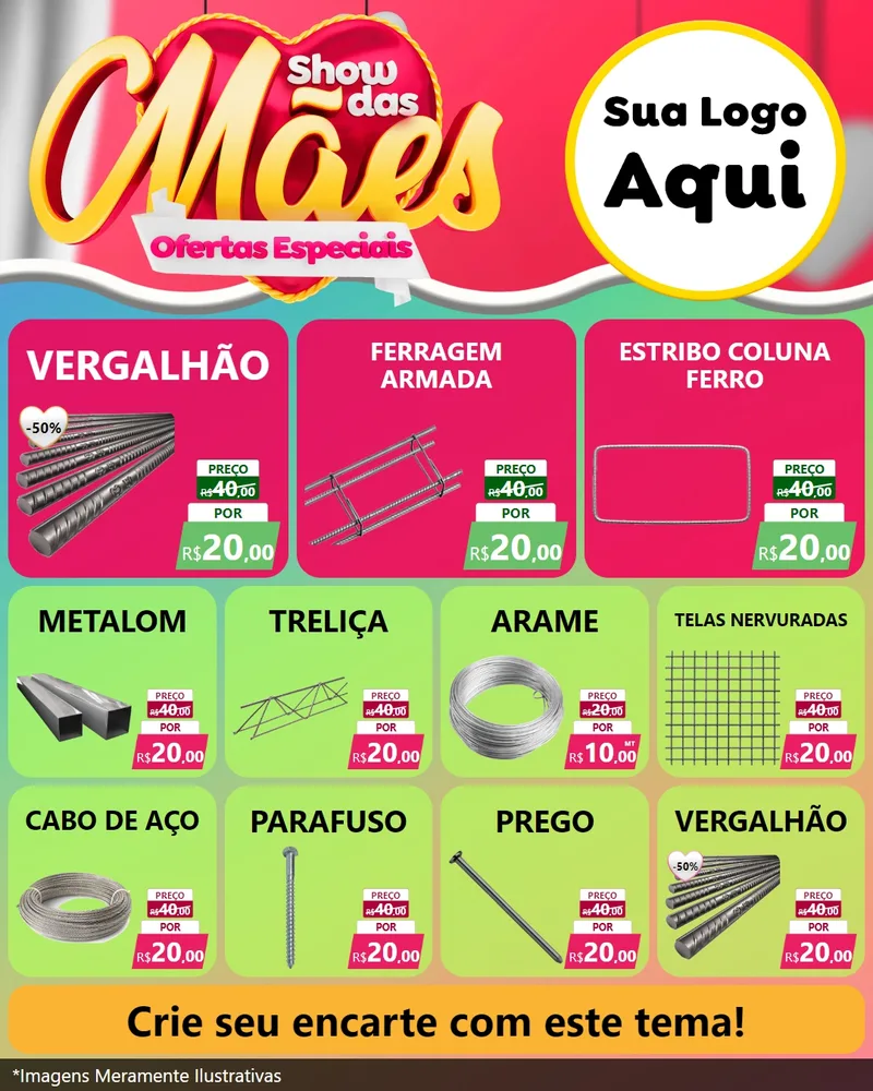 Modelo de Rede Social para Feed Instagram com o tema Show das Mães - Ofertas Especiais para Ferragens