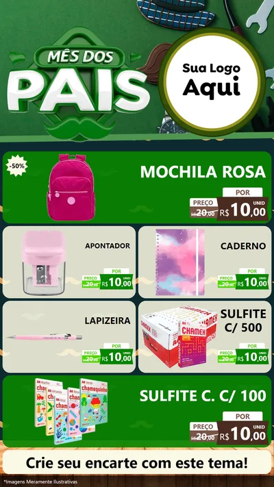 Modelo de TV para TV Vertical com o tema Mês dos Pais para Papelaria