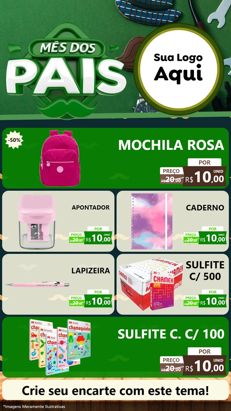 Modelo de TV para TV Vertical com o tema Mês dos Pais para Papelaria