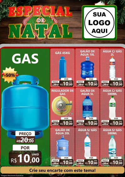 Modelo de Encarte para Encarte A4 Vertical com o tema Especial de Natal para Água e gás