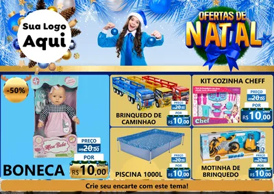 Modelo de Encarte para Encarte A4 Horizontal com o tema Ofertas de Natal para Brinquedos