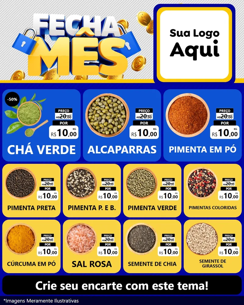 Modelo de Rede Social para Feed Instagram com o tema Fecha Mês para Produtos Naturais