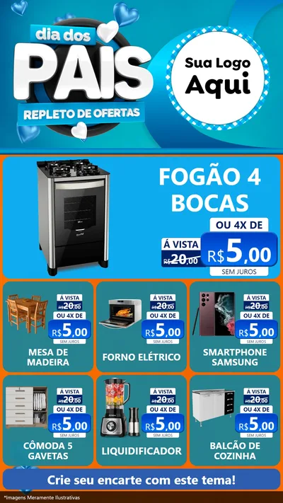 Modelo de Rede Social para Stories com o tema Dia Dos Pais Repleto de Ofertas para Móveis e Eletro
