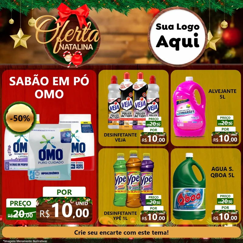 Modelo de Rede Social para Feed Facebook com o tema Ofertas Natalina para Produtos de Limpeza