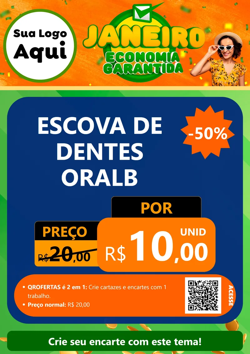 Modelo de Cartaz para Cartaz A4 Vertical com o tema Janeiro - Economia Garantida para Higiene Pessoal