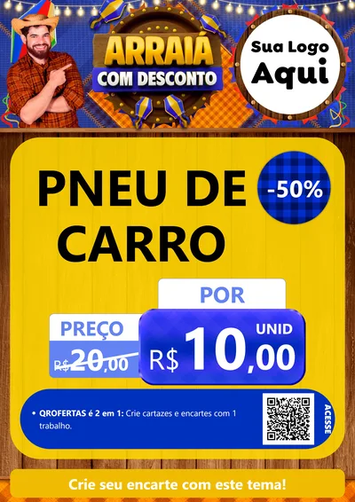 Modelo de Cartaz para Cartaz A4 Vertical com o tema Arraiá Com Desconto para Auto peças