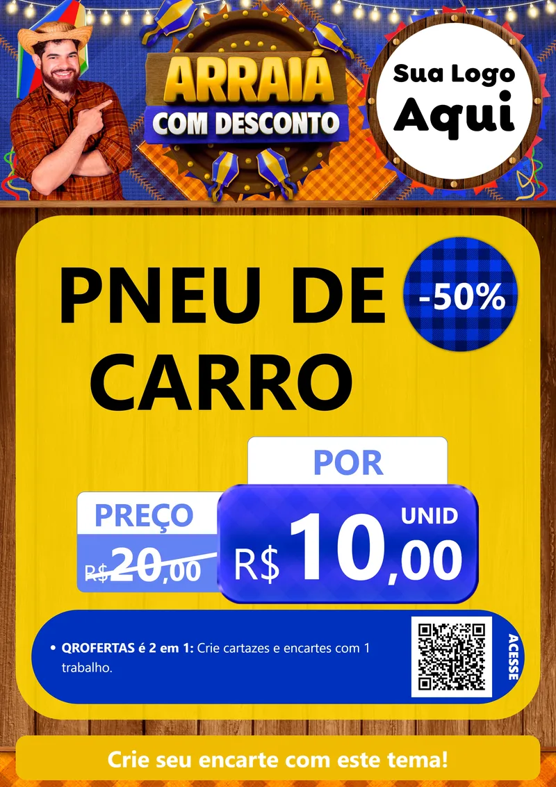 Modelo de Cartaz para Cartaz A4 Vertical com o tema Arraiá Com Desconto para Auto peças