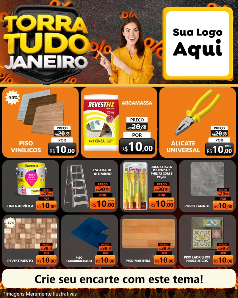 Modelo de Rede Social para Feed Instagram com o tema Torra Tudo Janeiro para Material para Construção