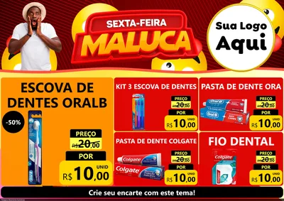 Modelo de Encarte para Encarte A4 Horizontal com o tema Sexta-feira Maluca para Higiene Pessoal
